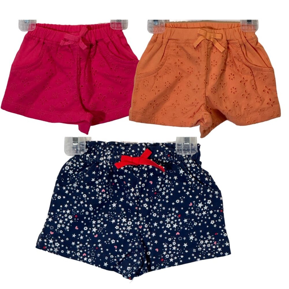 Girls Short Pants Set of 3 Size 3-6 M